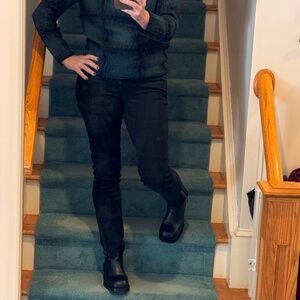 Zadig & Voltaire Deluxe 'Evita' Lamb Skin Suede Dark Green jeans-Size 36